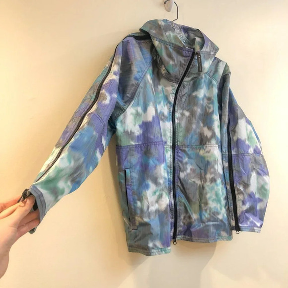 Stella McCartney x Adidas Watercolor Athletic Athleisure Windbreaker Rain Jacket - Picture 3 of 10